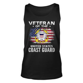 Veteran Of The United States Coast Guard With American Flag Veteran Tank Top | Mazezy