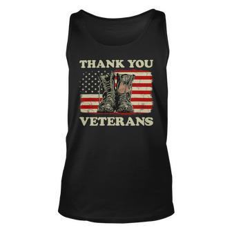 Veteran Vets Thank You Veterans American Flag Combat Boots Veteran Day Veterans Unisex Tank Top - Monsterry DE