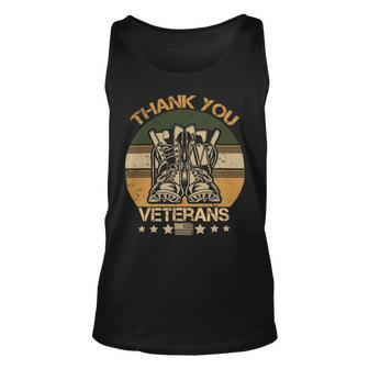 Veteran Vets Thank You Veterans Combat Boots Veteran Day American Flag 2 Veterans Unisex Tank Top - Monsterry DE