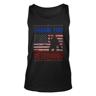 Veteran Vets Thank You Veterans Service Patriot Veteran Day American Flag 3 Veterans Unisex Tank Top - Monsterry UK
