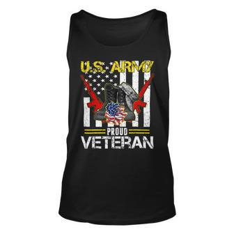 Veteran Vets US Army Proud Veteran With American Flag Gifts Veteran Day Veterans Unisex Tank Top - Monsterry UK