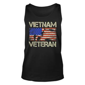 Veteran Vets Vietnam Veteran American Flag Retro Vintage Fathers Day 104 Veterans Unisex Tank Top - Monsterry UK