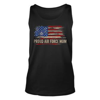 Veteran Vets Vintage Proud Air Force Mom American Flag Veteran Gift Veterans Unisex Tank Top - Monsterry