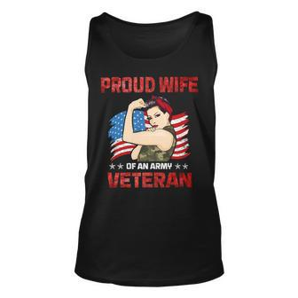 Veteran Vets Womens 4Th Of July Celebration Proud Wife Of An Army Veteran Spouse Veterans Unisex Tank Top - Monsterry