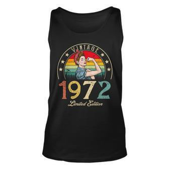 Vintage 1972 Limited Edition 1972 50Th Birthday 50 Years Old Gift For Women Unisex Tank Top - Thegiftio UK