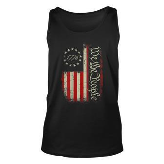 Vintage American Flag Patriotic 1776 We The People On Back Unisex Tank Top | Mazezy