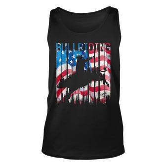 Vintage American Flag Rodeo Bull Riding Paint Drip Rodeo Tank Top | Mazezy