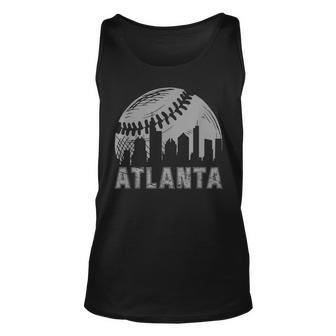 Vintage Atlanta Baseball Skyline Atlanta Cityscape Baseball Unisex Tank Top - Thegiftio UK