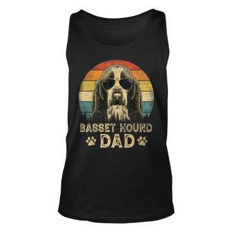 Vintage Basset Hound Dad Dog Lovers Fathers Day Unisex Tank Top | Mazezy