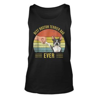 Vintage Best Boston Terrier Dad Ever Fist Bump Fathers Day Unisex Tank Top | Mazezy