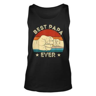 Vintage Best Papa Ever Fist Bump Funny Grandpa Fathers Day Unisex Tank Top | Mazezy