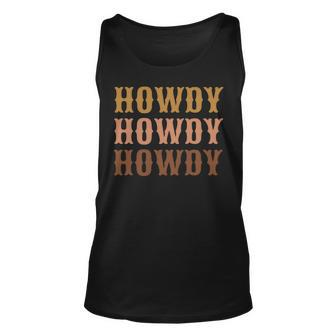 Vintage Brown Howdy Rodeo Western Country Texas Lover Brown Tank Top | Mazezy