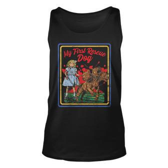 Vintage Child Game Horror Dark Humor My First Rescue Dog Unisex Tank Top - Seseable