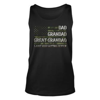 Vintage Dad Grandad Great Grandad With Us Flag Fathers Day For Dad Tank Top | Mazezy
