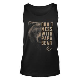 Vintage Dont Mess With Papa Bear Funny Fathers Day Unisex Tank Top | Mazezy