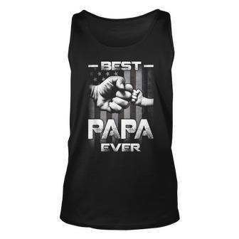 Vintage Fathers Day Best Papa Ever Fist Bump Usa Flag Daddy Unisex Tank Top - Thegiftio UK
