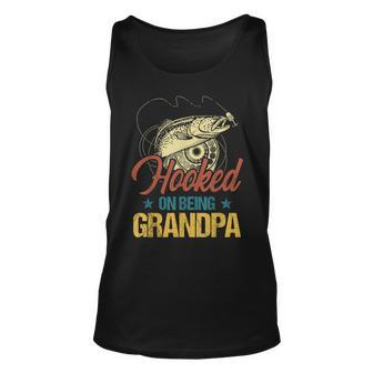 Vintage Fishing Hooked On Being Grandpa For Father Day Tank Top | Mazezy