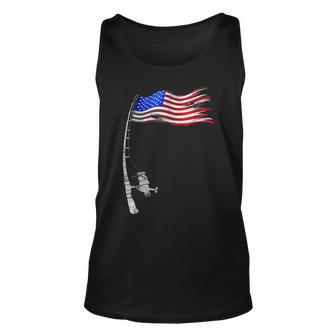 Vintage Fishing Rod American Flag Funny Fishing Gift Unisex Tank Top | Mazezy AU