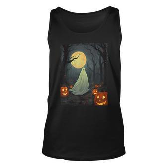 Vintage Ghost In Gothic Forest Full Moon Halloween Tank Top - Monsterry UK