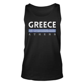 Vintage Greece Flag Matching Trip Souvenirs From Athens Unisex Tank Top | Mazezy