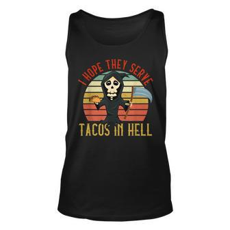 Vintage I Hope They Serve Tacos In Hell Halloween Costume Tacos Tank Top | Mazezy
