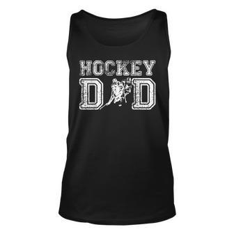 Vintage Ice Hockey Dad Player Daddy Fathers Day Cool Gift Unisex Tank Top | Mazezy UK