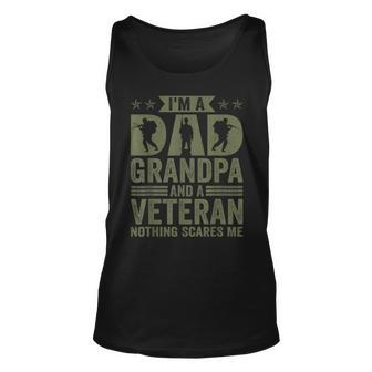 Vintage Im A Dad Grandpa And Veteran Nothing Scares Me Unisex Tank Top - Seseable