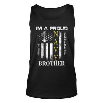 Vintage Im A Proud Navy Brother With American Flag Gift Unisex Tank Top - Monsterry UK