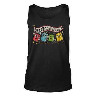 Vintage Let's All Go To The Library Tank Top | Mazezy