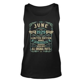 Vintage Made In June 1929 90Th Years Old Birthday Unisex Tank Top | Mazezy