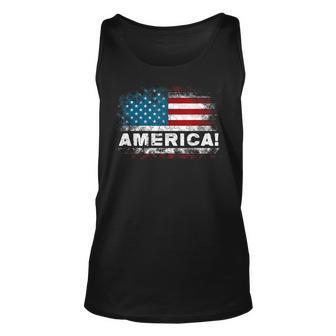 Vintage Merica 4Th Of July Usa Flag Patriotic American Mens Unisex Tank Top | Mazezy