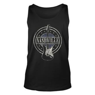 Vintage Nashville Souvenir Rock And Roll Guitar Player Unisex Tank Top | Seseable UK