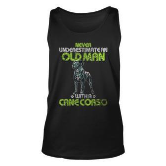 Vintage Never Underestimate An Old Man With A Cane Corso Dog Gift For Mens Unisex Tank Top - Seseable