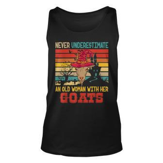 Vintage Never Underestimate An Old Woman With Her Goats Unisex Tank Top - Seseable