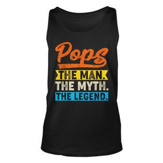 Vintage Pops The Man The Myth The Legend Fathers Day Unisex Tank Top - Thegiftio UK