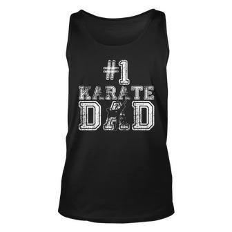 Vintage Proud 1 Karate Dad Silhouette Funny Fathers Day Unisex Tank Top | Mazezy