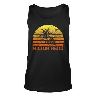 Vintage Retro Beach Vacation Hilton Head Island Sunset Vacation Tank Top | Mazezy