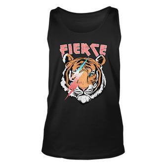 Vintage Retro Fierce Tiger Cool 80S 90S Style Lover Gift Unisex Tank Top | Mazezy