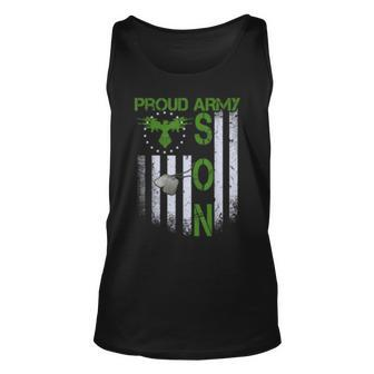 Vintage Retro Flag Proud Army Son Dog Tags Military Gift Unisex Tank Top | Mazezy