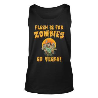 Vintage Retro Flesh Is For Zombies Go Vegan Halloween Halloween Tank Top | Mazezy