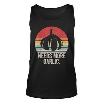 Vintage Retro Needs More Garlic Garlicologist Cook Chef Unisex Tank Top - Thegiftio UK