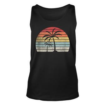 Vintage Retro Palm Tree Tropical Beach Summer Vacation Unisex Tank Top - Seseable