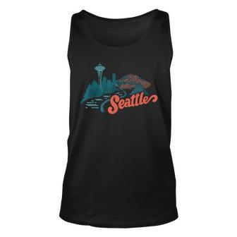 Vintage Retro Seattle Skyline And Nature Landscape Tank Top - Monsterry CA