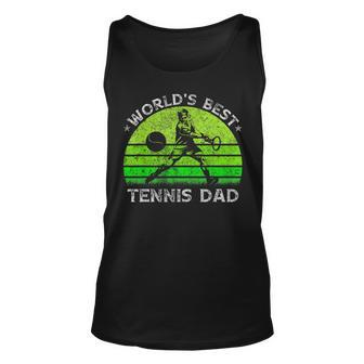 Vintage Retro Worlds Best Tennis Dad Silhouette Sunset Tank Top | Mazezy