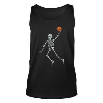 Vintage Skeleton Basketball Player Dunking Halloween Basketball Tank Top | Mazezy