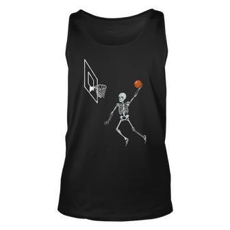 Vintage Skeleton Basketball Player Dunking Hoop Halloween Basketball Tank Top | Mazezy