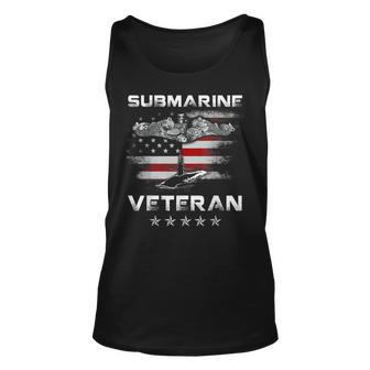Vintage Submarine Veteran American Flag Patriotic Unisex Tank Top | Mazezy