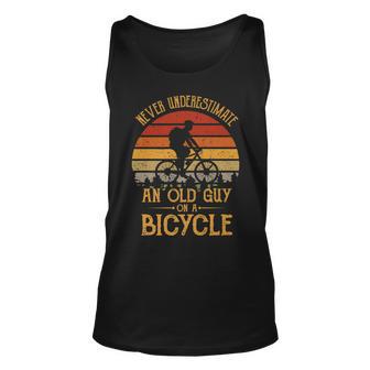 Vintage Never Underestimate An Old Guy On A Bicycle Cycling Tank Top | Mazezy
