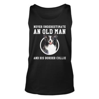 Vintage Never Underestimate An Old Man With A Border Collie Old Man Tank Top | Mazezy