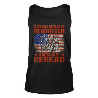 Vintage Us American Flag It Needs To Be Reread We The People Tank Top | Mazezy